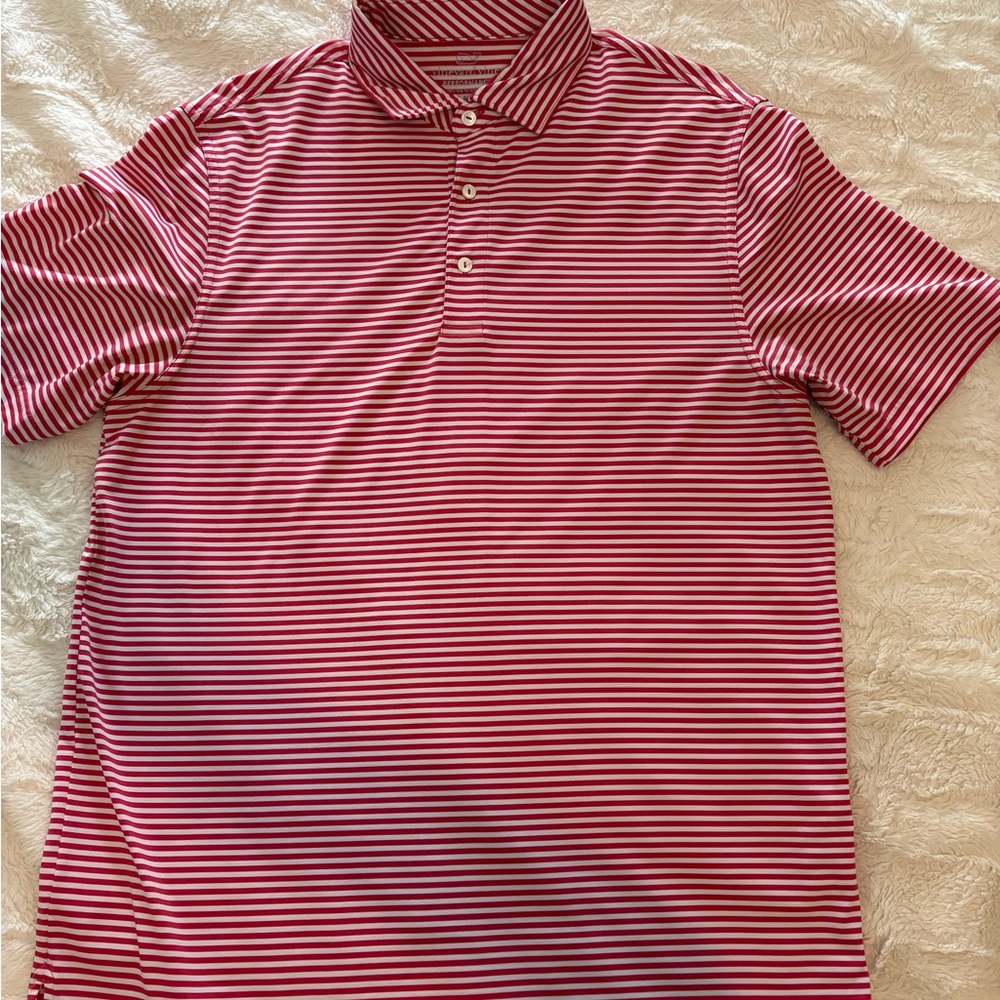 SOLD Men’s medium Vineyard Vines Red and White Striped golf polo Shirt